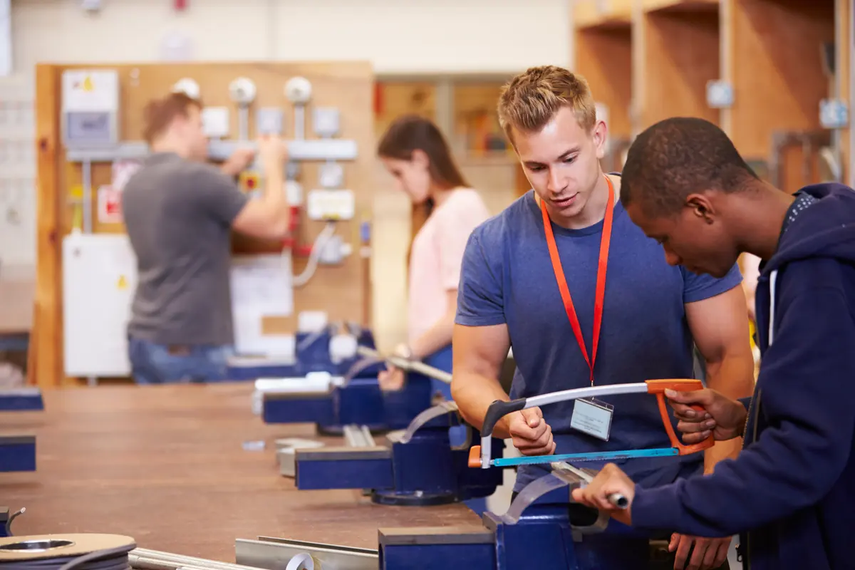 Young people in practical skills training