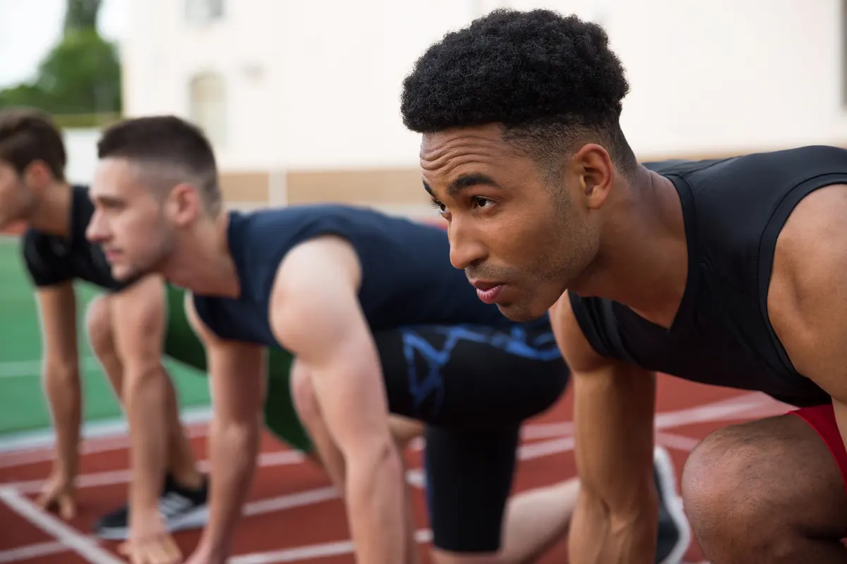 Young athletes preparing to run